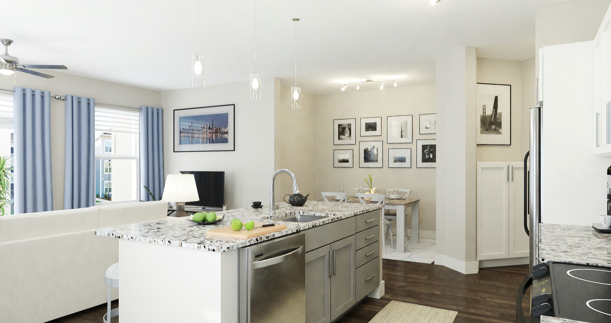 Element Barclay Station Rendering of dining room and kitchen